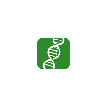 Green DNA double helix structure icon on rounded square background for biotechnology and genetic science concept with genetics, biotechnology