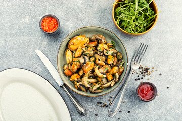 Delicious seafood salad. © nikolaydonetsk