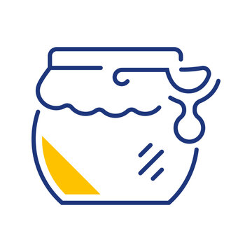 Honey jar icon. Food and sweetener line symbol. Color.