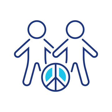 Hippie couple icon. Lifestyle and counterculture line symbol. Color.
