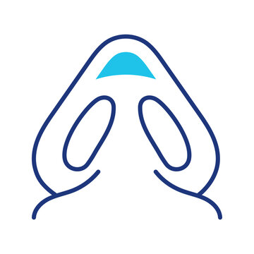 Human nose icon. Healthcare and respiratory system line symbol. Color.