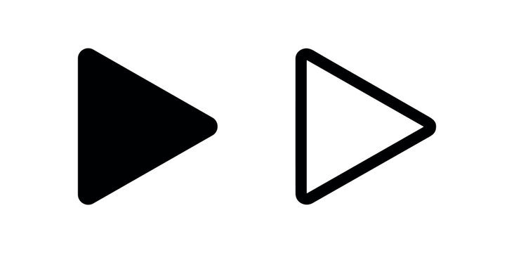 Right-pointing triangle play button icon vector illustration. Start, next, forward, and media control concept symbol.