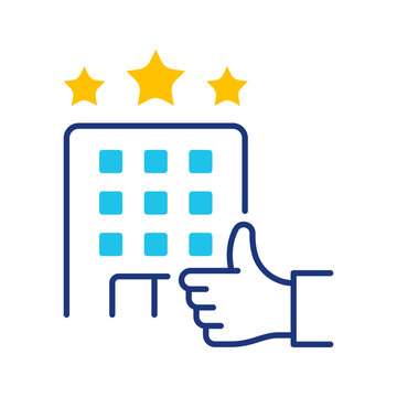 Hotel rating icon. Travel and accommodation line symbol. Color.