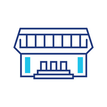 Ice skating rink icon. Sports and ice rink line symbol. Color.