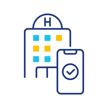 Hospital appointment icon. Healthcare and appointment booking line symbol. Color.