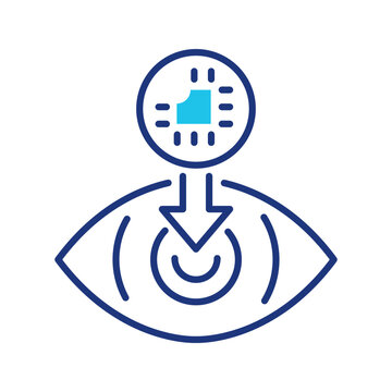 Iris scanner icon. Technology and biometrics line symbol. Color.