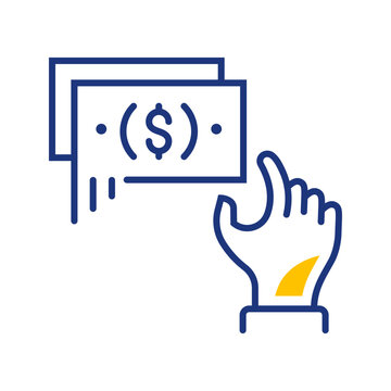 Income money icon. Business and income line symbol. Color.