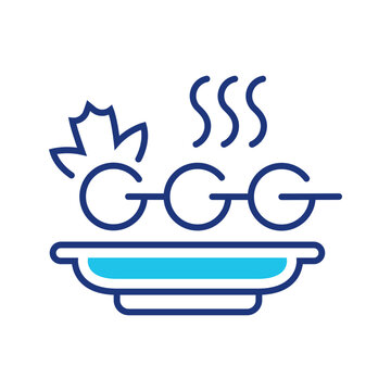 Kebab skewer icon. Food and barbecue line symbol. Color.
