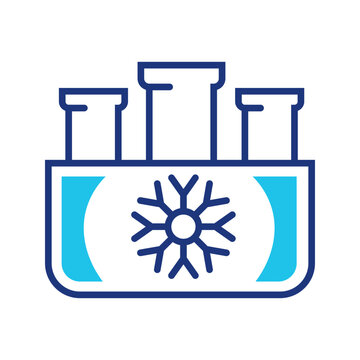 Laboratory freezer icon. Science and cold storage line symbol. Color.