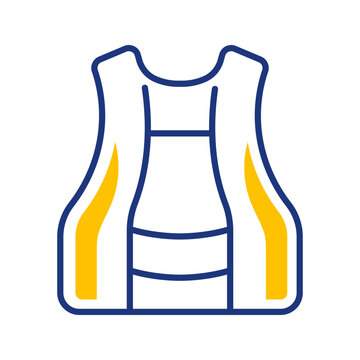 Life jacket icon. Sports and boating line symbol. Color.