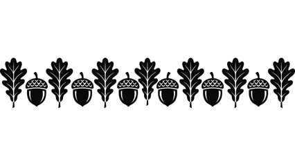 Autumn oak leaves and acorn border. Fall season decorative divider with nature elements. © @ahmedmaynul