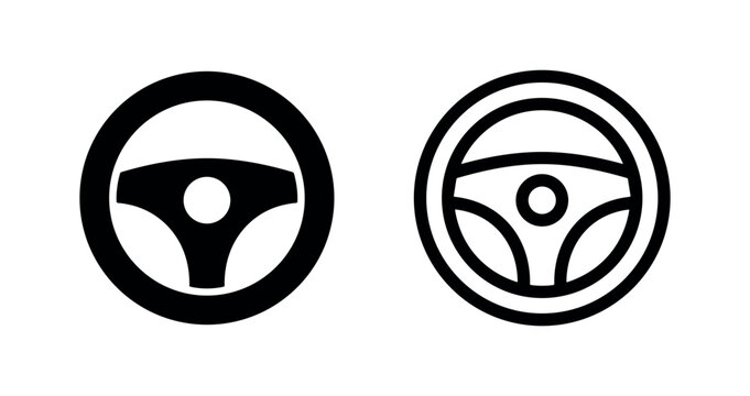 Steering wheel icon for car control and driving interface.