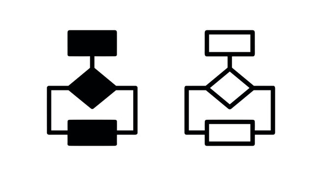 Flowchart icon, diagram, process, algorithm, logic, decision, steps, data, planning