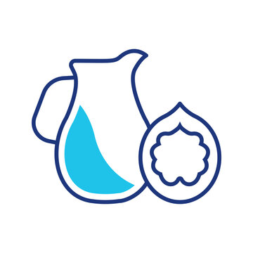 Fig juice icon. Food and fruit juice line symbol. Color.
