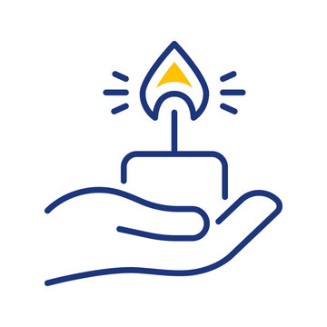 Memorial candle icon. Culture and memorial service line symbol. Color.