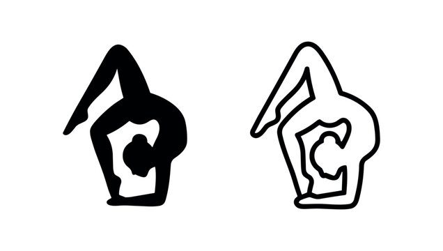 Yoga contortionist pose silhouette icons