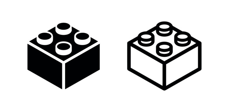 Building block icon, toy brick for construction and creativity - vector illustration for childhood and development