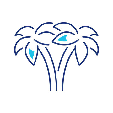 Palm tree icon. Travel and park line symbol. Color.