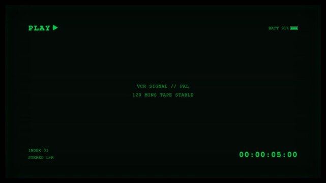 Retro vhs play screen overlay with digital interference