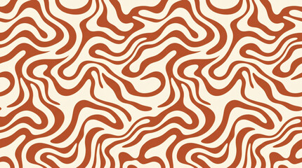 Fototapeta premium Seamless Wavy Pattern Retro Groovy Abstract Terracotta Background
