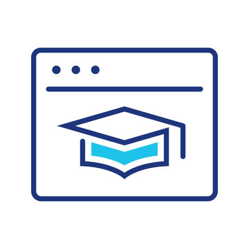 Online learning icon. Education and online learning line symbol. Color.