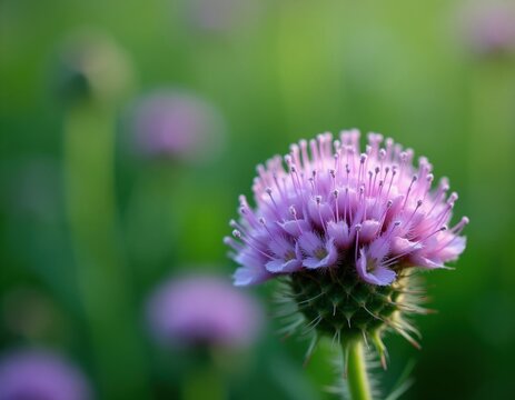 Purple Ballota nigra flower grows in nature field. Closeup view of wild herb blossom with green leaves. Summer blooming perennial plant in garden meadow background. Small violet petals flourish in