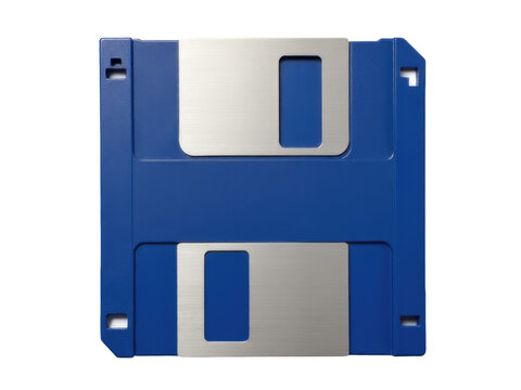 A vintage-style floppy disk with a metal plate on top, suitable for retro-themed designs or technology-related projects