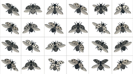 Detailed ladybug and beetle insect icon collection. © Mbah