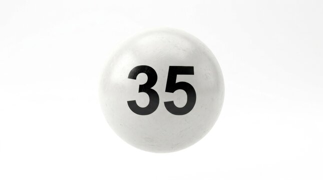 White bingo ball number 35 isolated on white background
