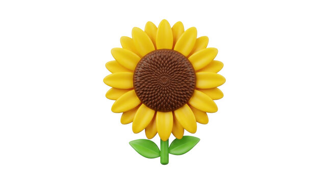 3D Sunflower Icon Isolated on White Background