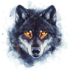 Wolf watercolor textures, fantasy semi-realistic artwork, subtle glow, white background © DavidJ