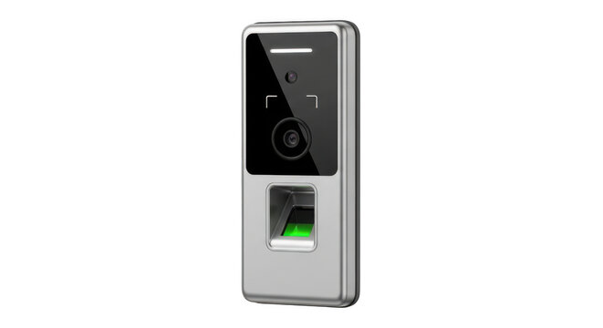 Modern fingerprint door lock unit isolated on transparent background