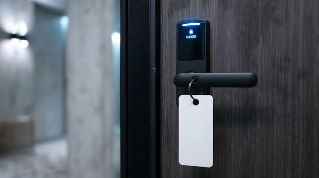 Minimalist Scandinavian Door with Sleek Silver Handle and Hanging Tag Modern Interior Design