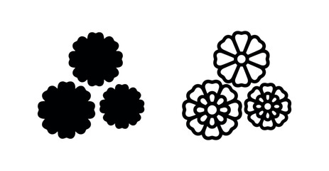 Naklejka premium Floral marigold flower icons