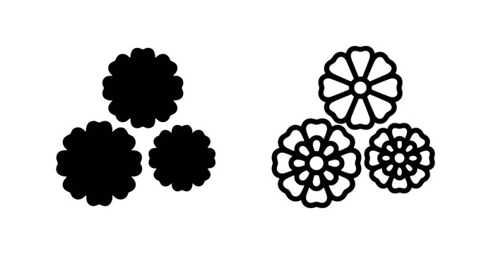 Floral marigold flower icons