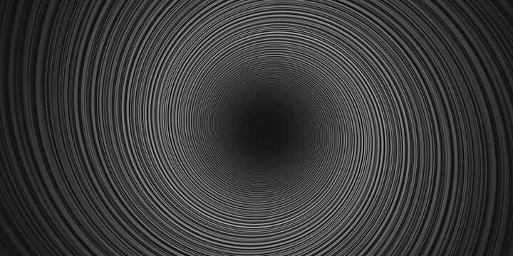 Abstract dark gray spiral tunnel background moving towards an unknown future