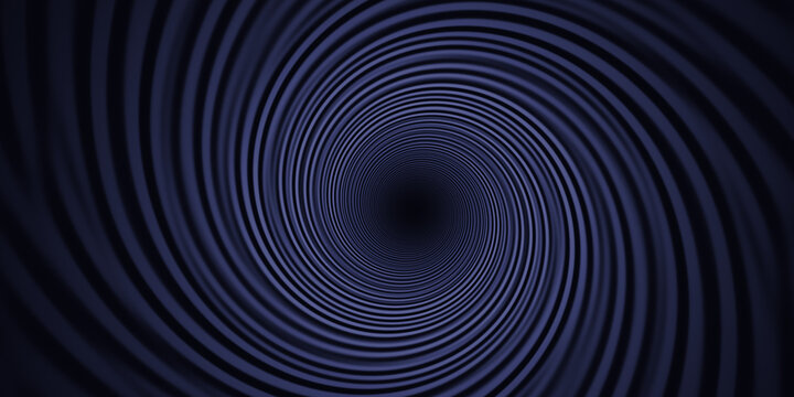 Abstract dark blue vortex tunnel background with swirling hypnotic illusion