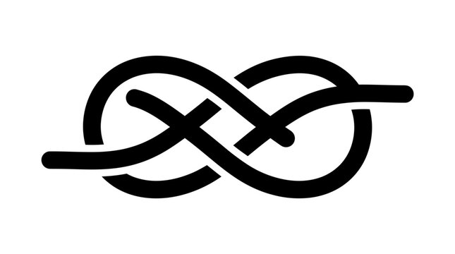 A bold black infinity knot icon rendered with smooth rounded edges in a clean minimalist style on a stark background