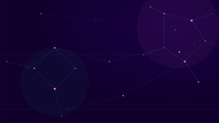 Abstract purple digital network nodes constellation connection background © Vecto