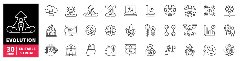 Fototapeta premium Business growth and evolution icons representing success and progress