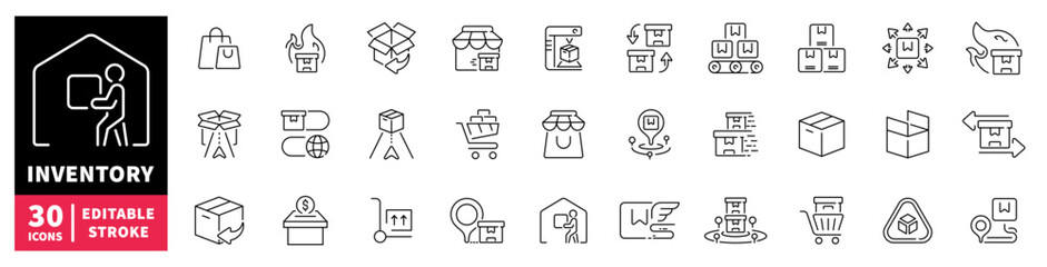 Fototapeta premium Logistics and inventory icons representing shipping, delivery, and storage solutions