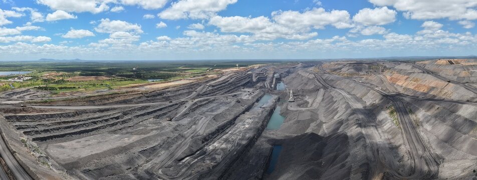 Aerial View of a Massive Open Pit Coal Mine
