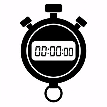 Sports Stopwatch Silhouette Isolated on White Background