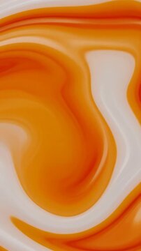 Abstract orange liquid swirl flowing in slow motion background