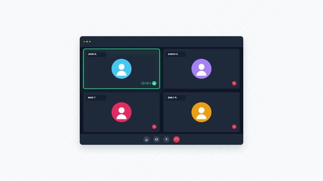 2D Animation Concept of Video Conference Remote Team Meeting 4K Video