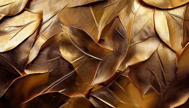 the dark gold leaf foil texture background