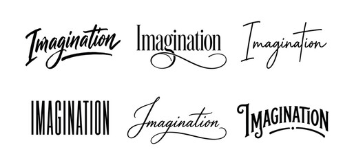 Collection of diverse typography styles spelling the word imagination © UnIcons