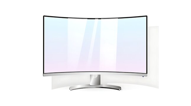 Modern High Definition Curved Monitor Display with Blank Screen Isolated on White Background Mockup