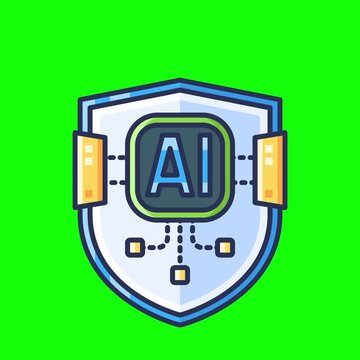 Artificial intelligence animated icons with chroma key background.