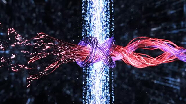 Fiber optic cables transmitting digital data in high speed.